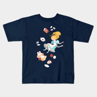 Alice and white rabbit in wonderland Kids T-Shirt